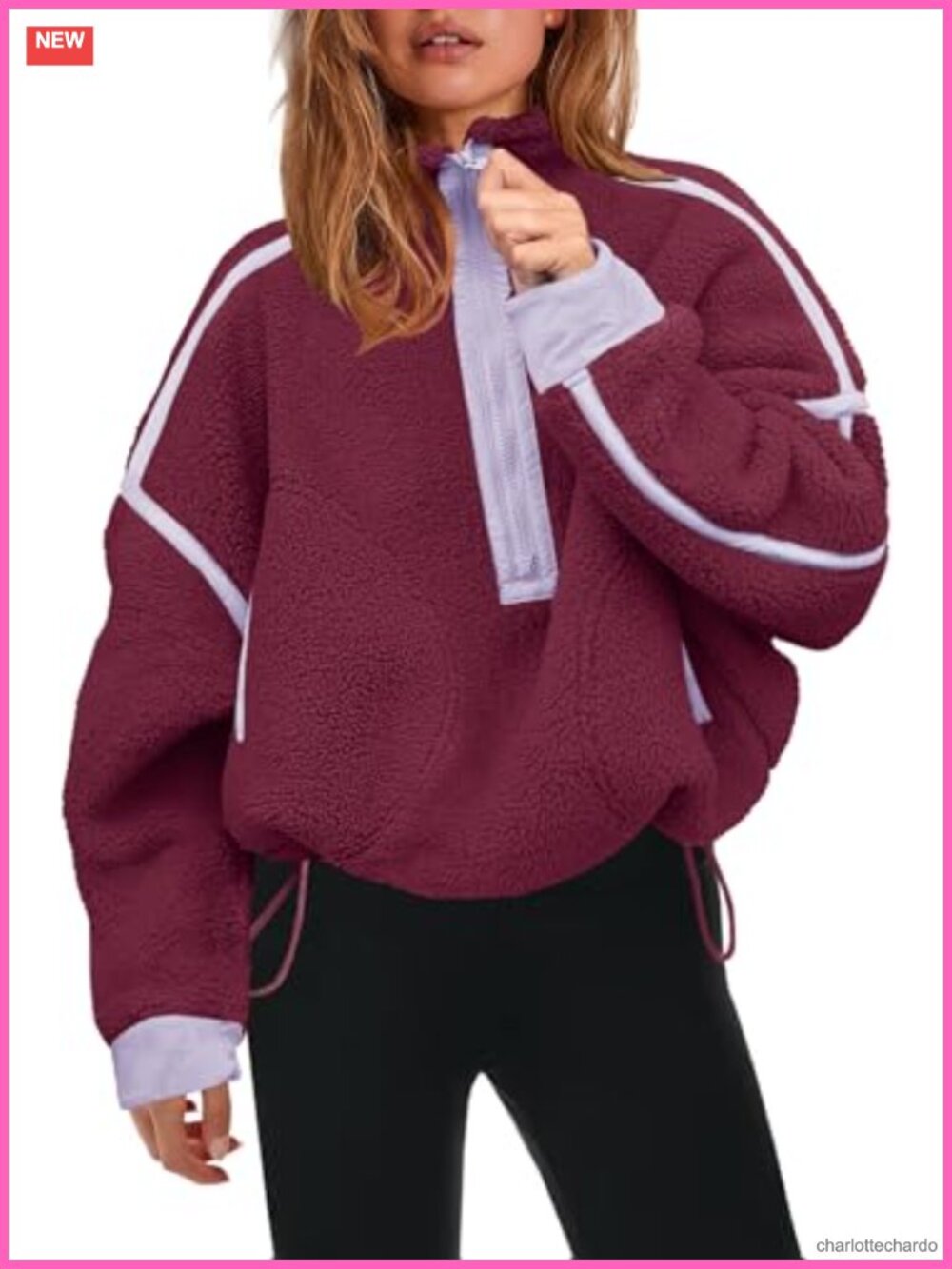 Womens Half Zip Fleece Pullover Sherpa Jacket Long Sleeve